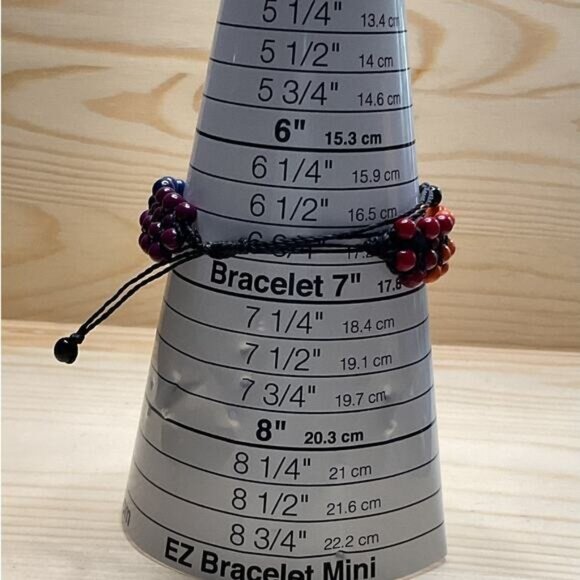 Achira Bracelet Tribal Macramé rainbow blue red purple yellow orange waxed cord - Picture 4 of 4